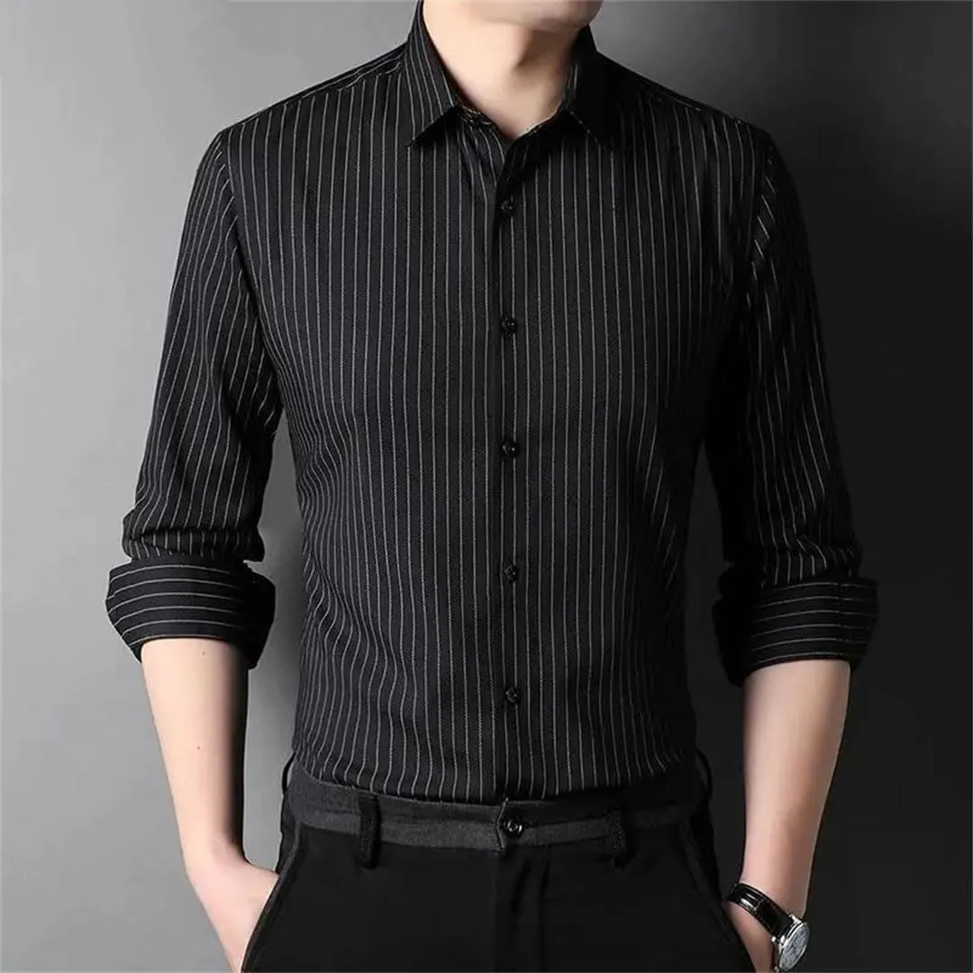 Men Designer Slim Stripes with Casual Long Sleeve Shirts