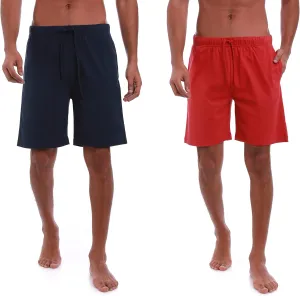 Men’s (2-Pack) Cotton Rich Knit Short | Sleepwear Shorts with Pockets | Ultra Soft, Breathable (Made in Egypt)