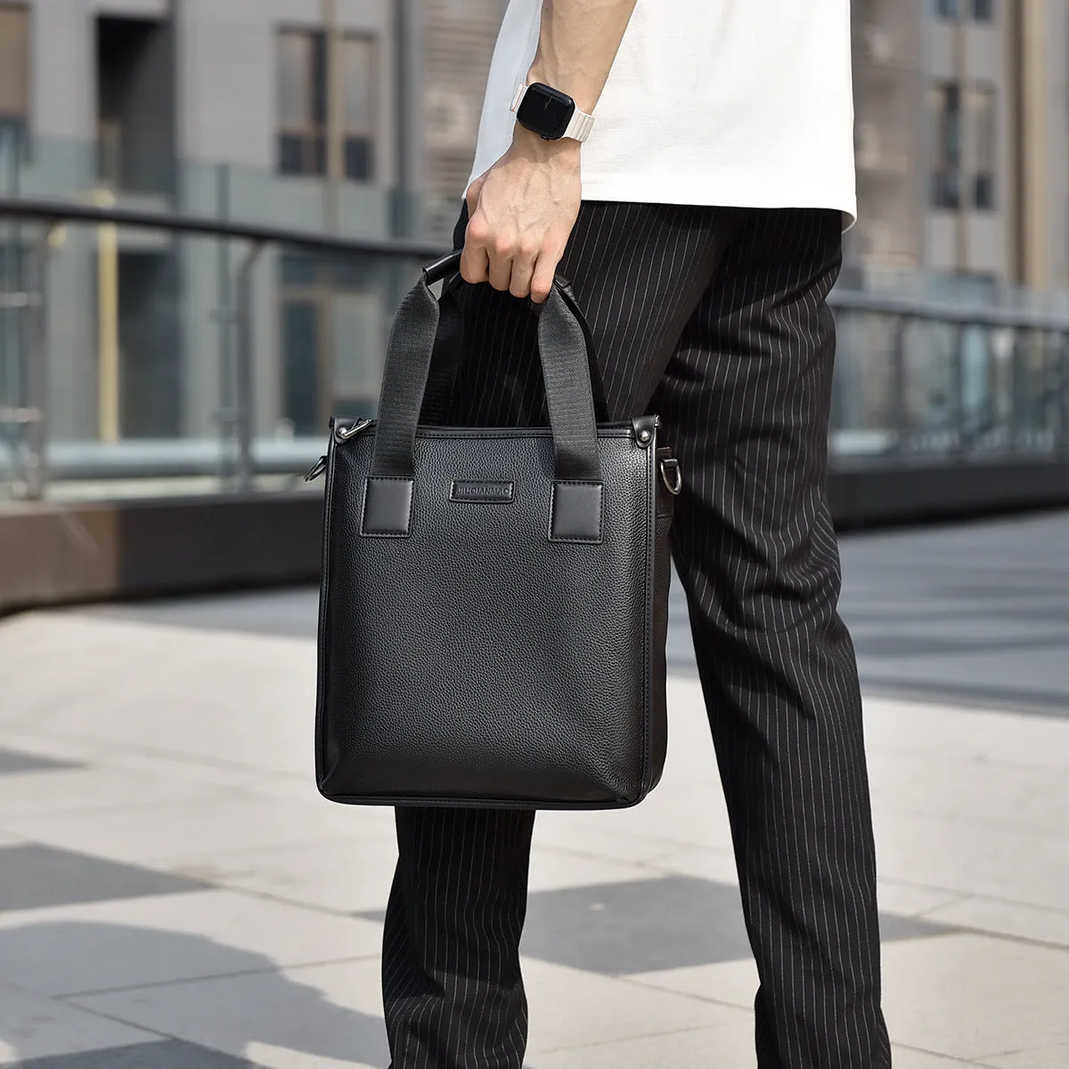 Men's Business Texture Vertical Leather Bag