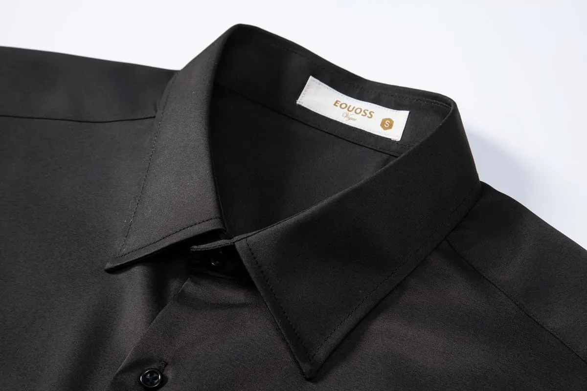 Men's Dress Shirts Formal Slim Fit Stretch Long Sleeve Button Down Shirt for Men Wrinkle Free Collar Business Shirts