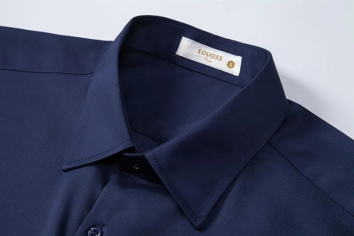 Men's Dress Shirts Formal Slim Fit Stretch Long Sleeve Button Down Shirt for Men Wrinkle Free Collar Business Shirts