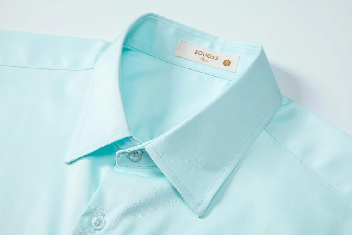 Men's Dress Shirts Formal Slim Fit Stretch Long Sleeve Button Down Shirt for Men Wrinkle Free Collar Business Shirts