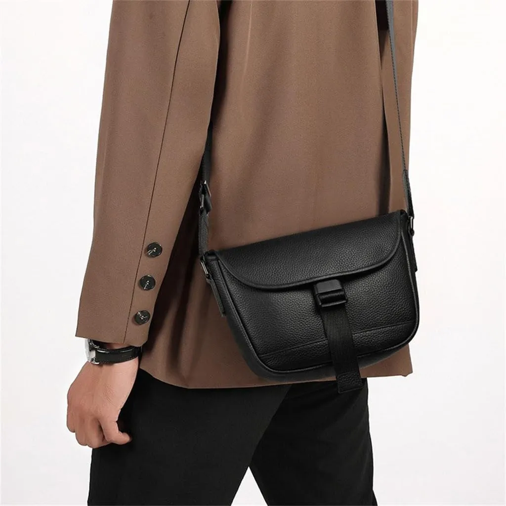 Men's Shoulder Bag Sports Bag Leather Crossbody Soft Leather Cowhide Backpack Casual Vertical Models