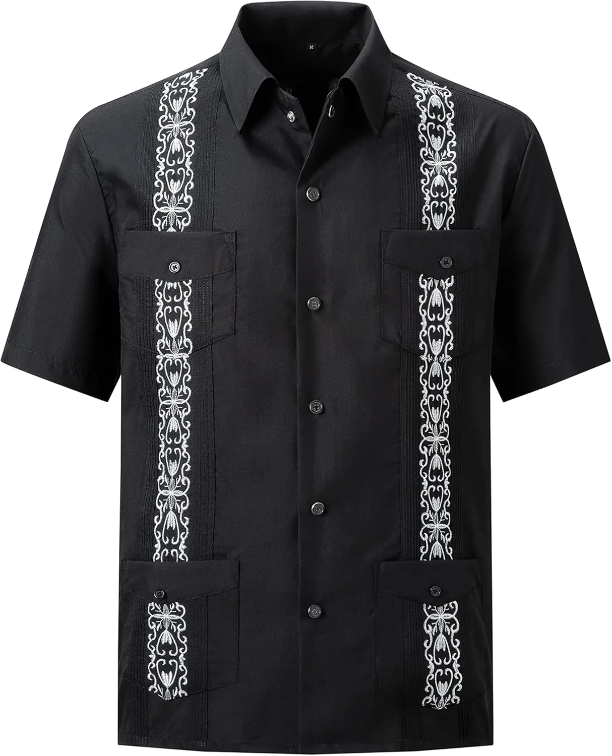 Mens Snap Shirts Casual Guayabera Shirts Short Sleeve