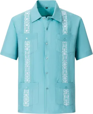 Mens Snap Shirts Casual Guayabera Shirts Short Sleeve