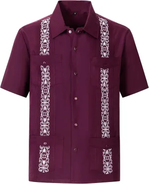 Mens Snap Shirts Casual Guayabera Shirts Short Sleeve