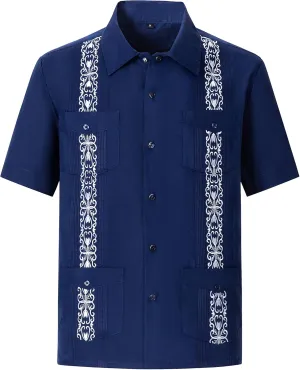 Mens Snap Shirts Casual Guayabera Shirts Short Sleeve