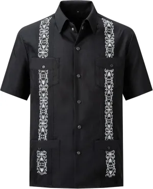 Mens Snap Shirts Casual Guayabera Shirts Short Sleeve