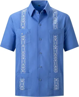 Mens Snap Shirts Casual Guayabera Shirts Short Sleeve