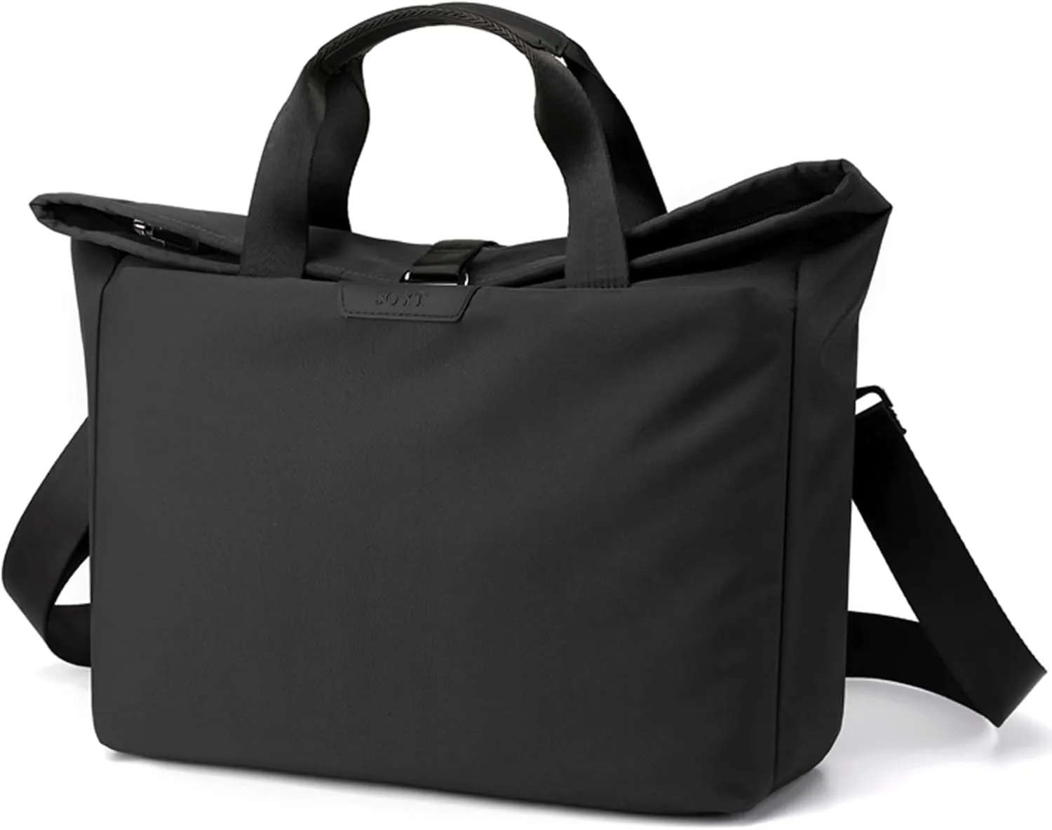 Men's Tote Bag 14-inch Laptop Shoulder Bag Nylon Waterproof Business Casual Black Messenger Bag for Work Travel