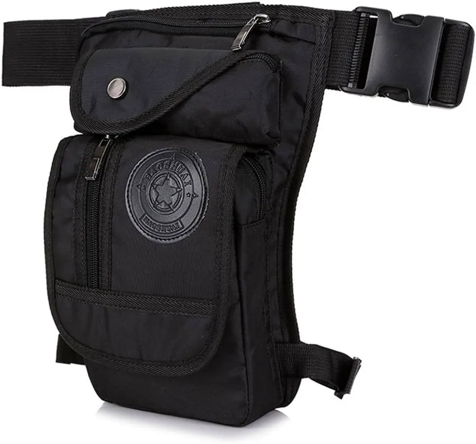 Mens Waist Bag Fanny Pack Drop Leg Bag Thigh Bag Pouch Tactical Motorcycle Riding Waterproof Outdoor Sport (Black)