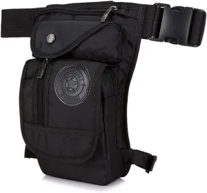 Mens Waist Bag Fanny Pack Drop Leg Bag Thigh Bag Pouch Tactical Motorcycle Riding Waterproof Outdoor Sport (Black)