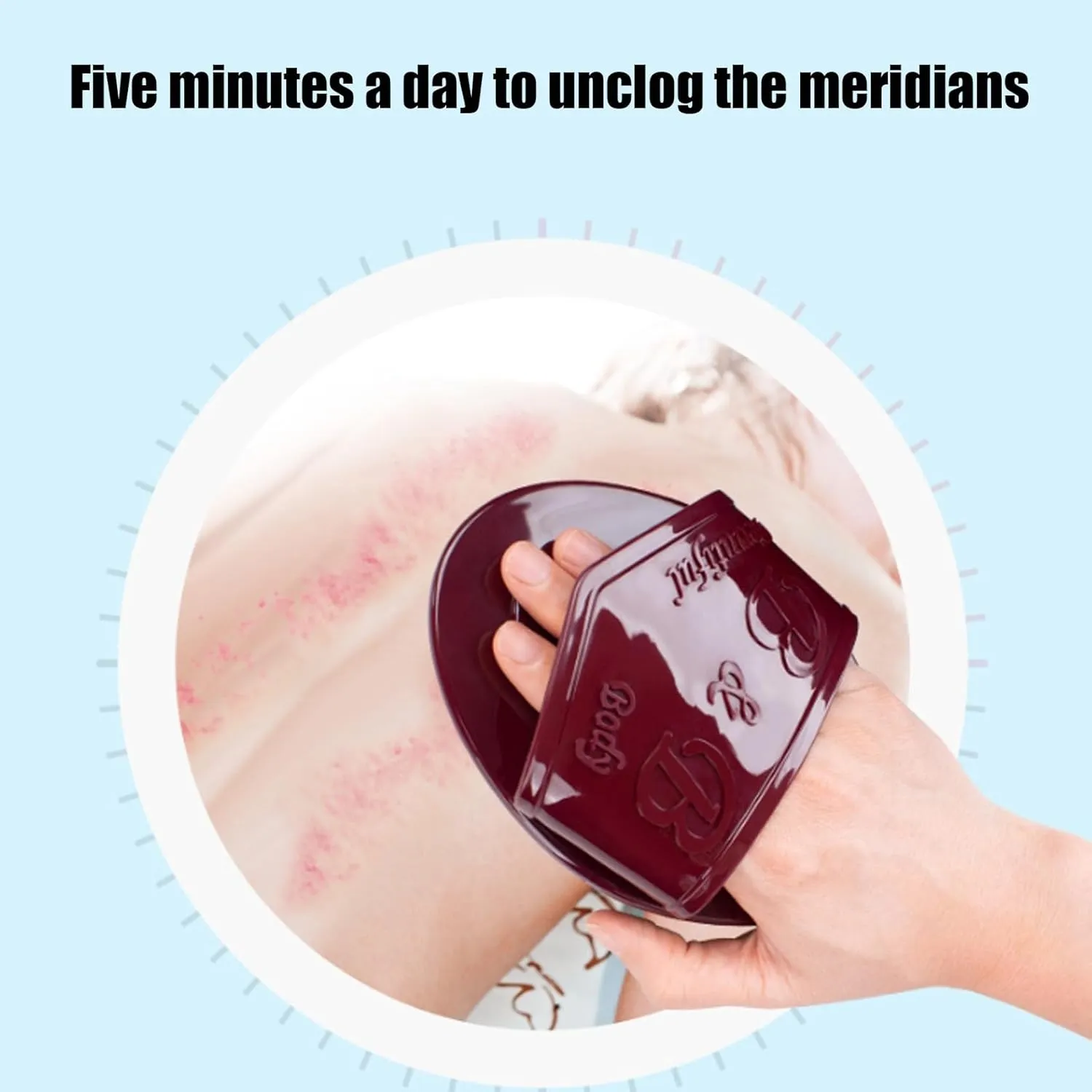 Meridian Brush Massage Body, Full Body Massage Brush, Handheld Professional Flexible Bristles, Relaxation Meridian Care with Acupuncture Point Chart (2PCSF)