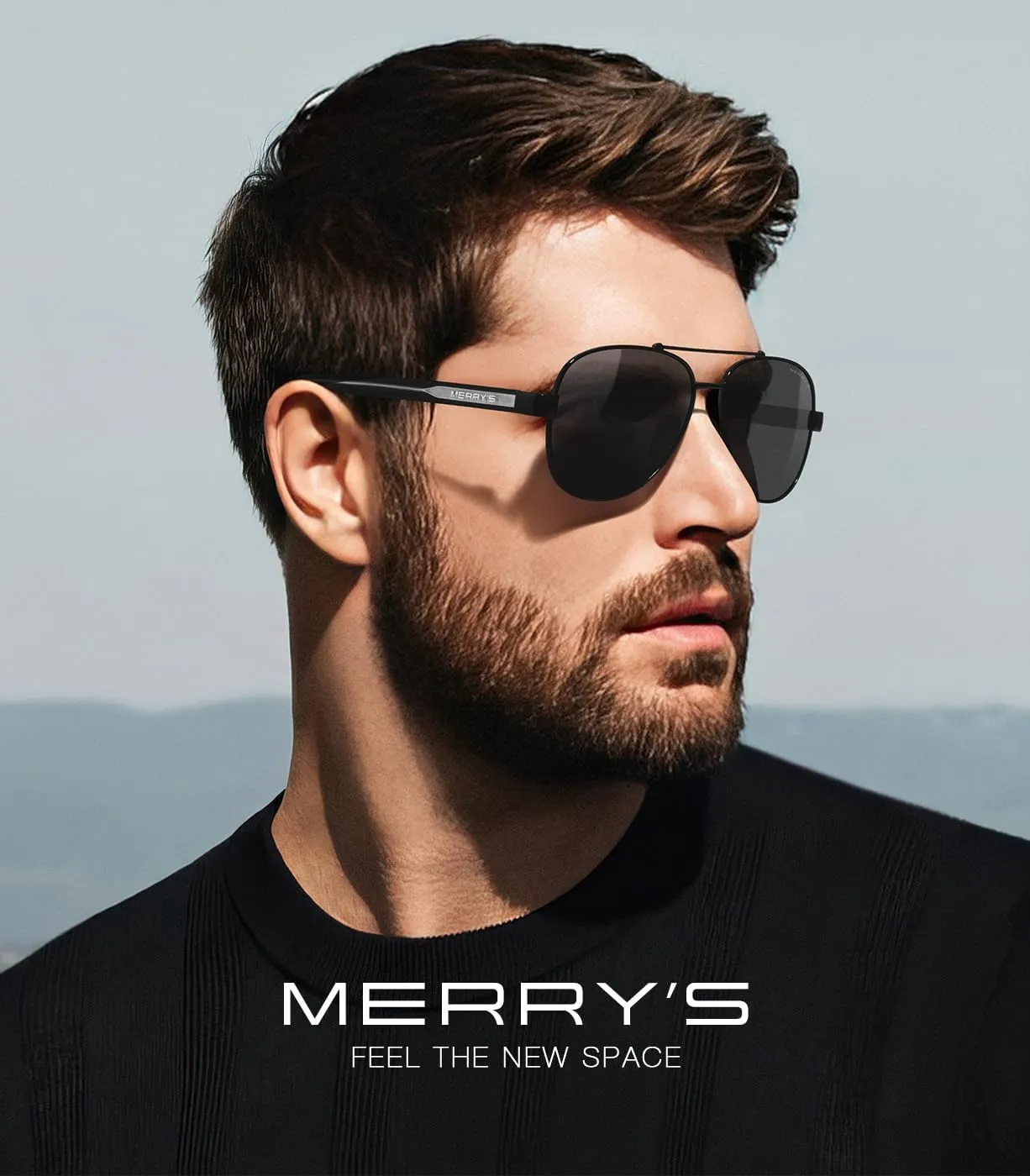 MERRY'S Aviator Sunglasses for Men Women Polarized Shades Acetate Temple S8528