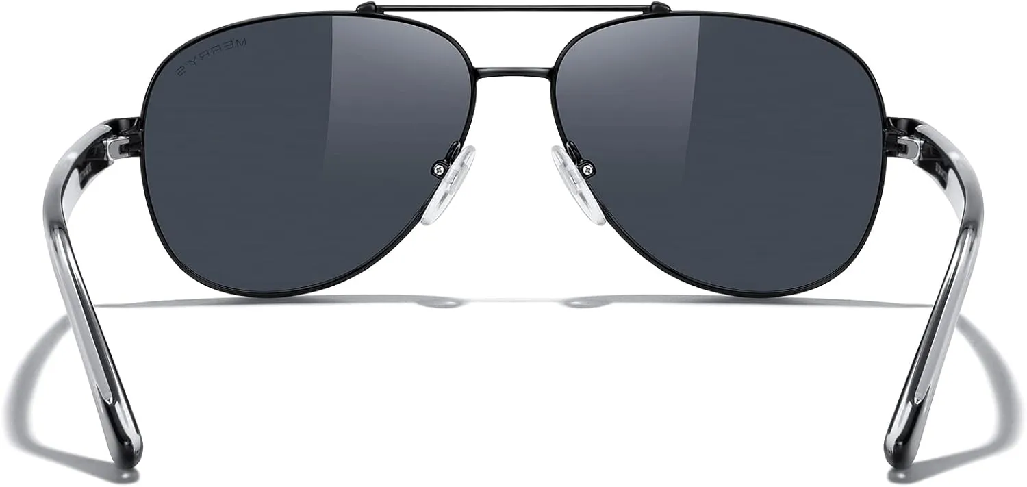 MERRY'S Aviator Sunglasses for Men Women Polarized Shades Acetate Temple S8528