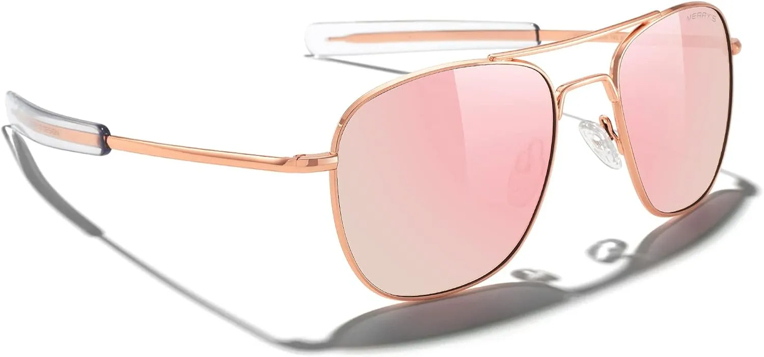 MERRY'S Classic Square Aviator Military Polarized Sunglasses for Men or Women S8636