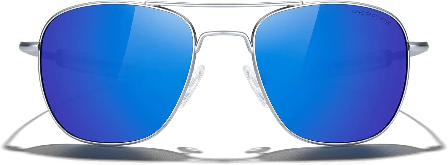 MERRY'S Classic Square Aviator Military Polarized Sunglasses for Men or Women S8636