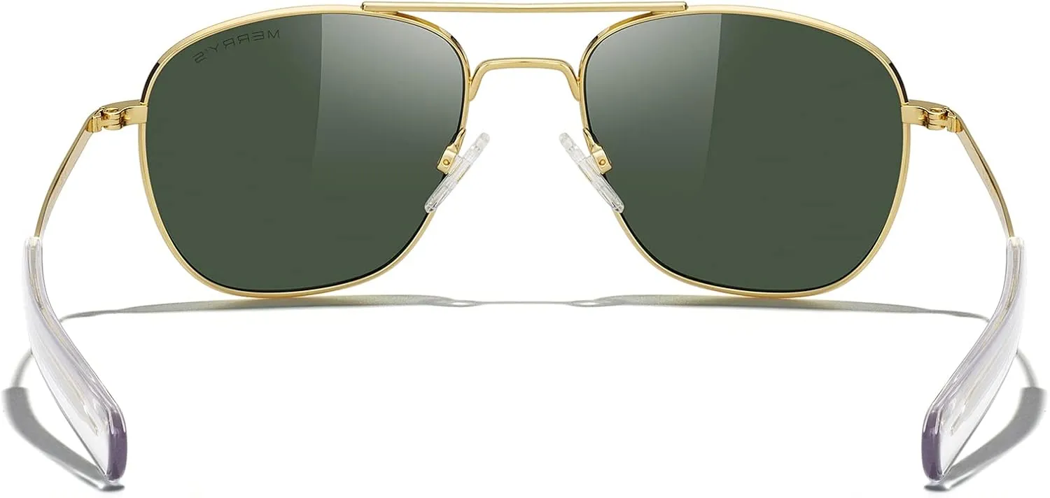 MERRY'S Classic Square Aviator Military Polarized Sunglasses for Men or Women S8636