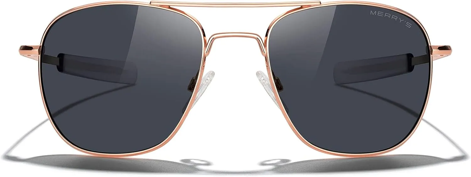 MERRY'S Classic Square Aviator Military Polarized Sunglasses for Men or Women S8636