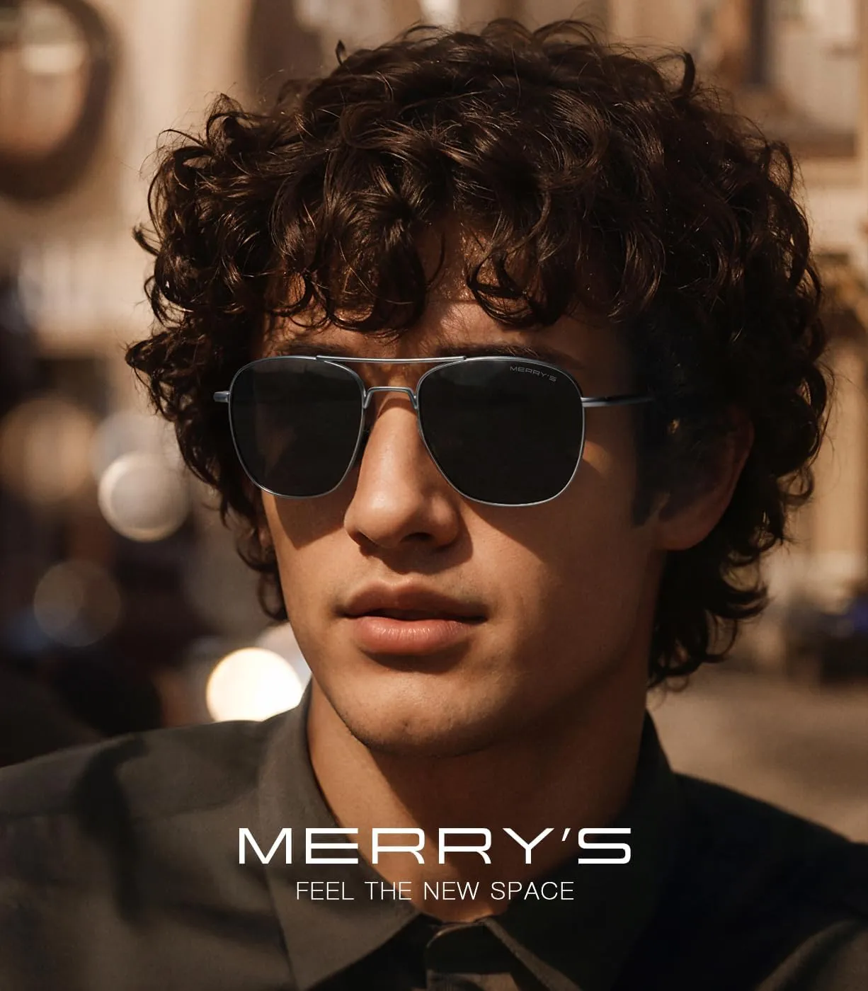 MERRY'S Classic Square Aviator Military Polarized Sunglasses for Men or Women S8636