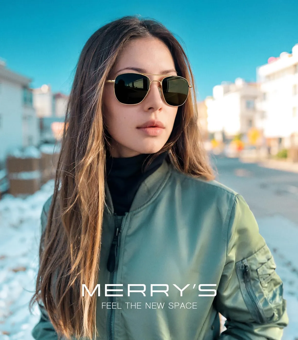 MERRY'S Classic Square Aviator Military Polarized Sunglasses for Men or Women S8636