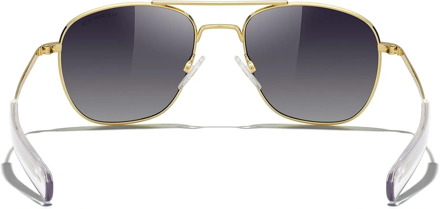 MERRY'S Classic Square Aviator Military Polarized Sunglasses for Men or Women S8636