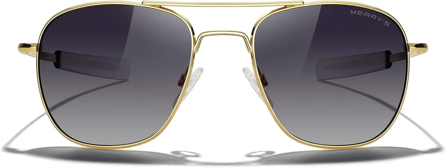 MERRY'S Classic Square Aviator Military Polarized Sunglasses for Men or Women S8636
