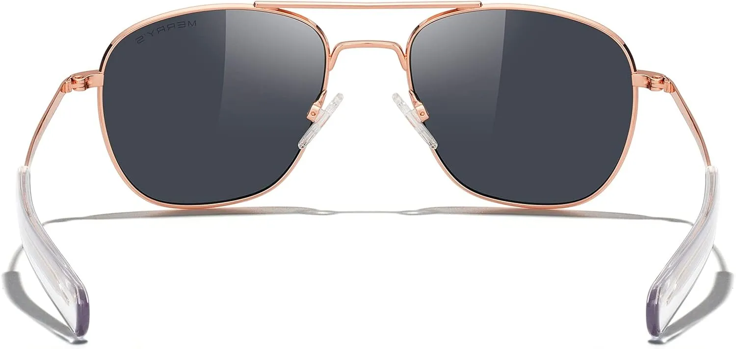 MERRY'S Classic Square Aviator Military Polarized Sunglasses for Men or Women S8636