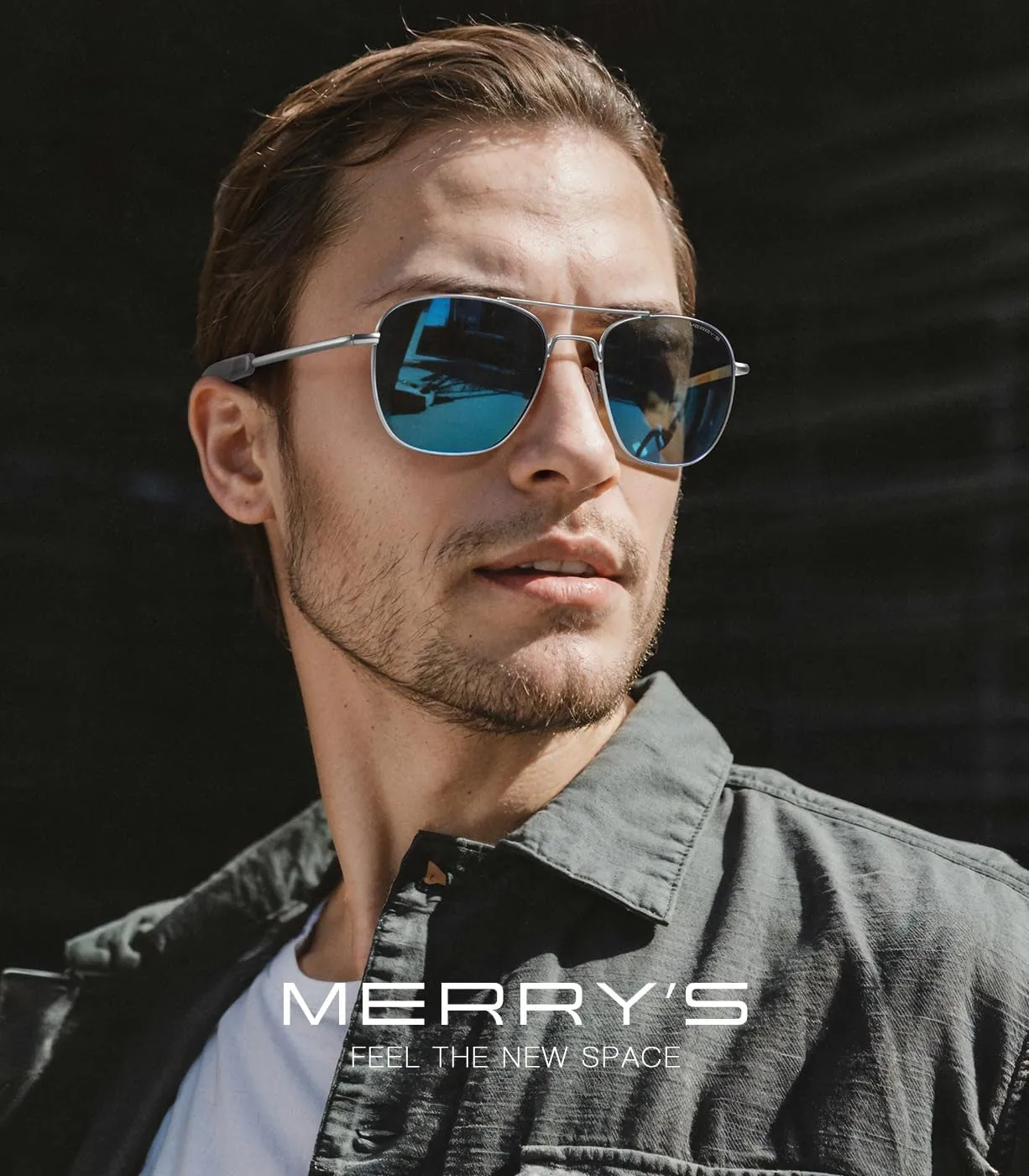 MERRY'S Classic Square Aviator Military Polarized Sunglasses for Men or Women S8636