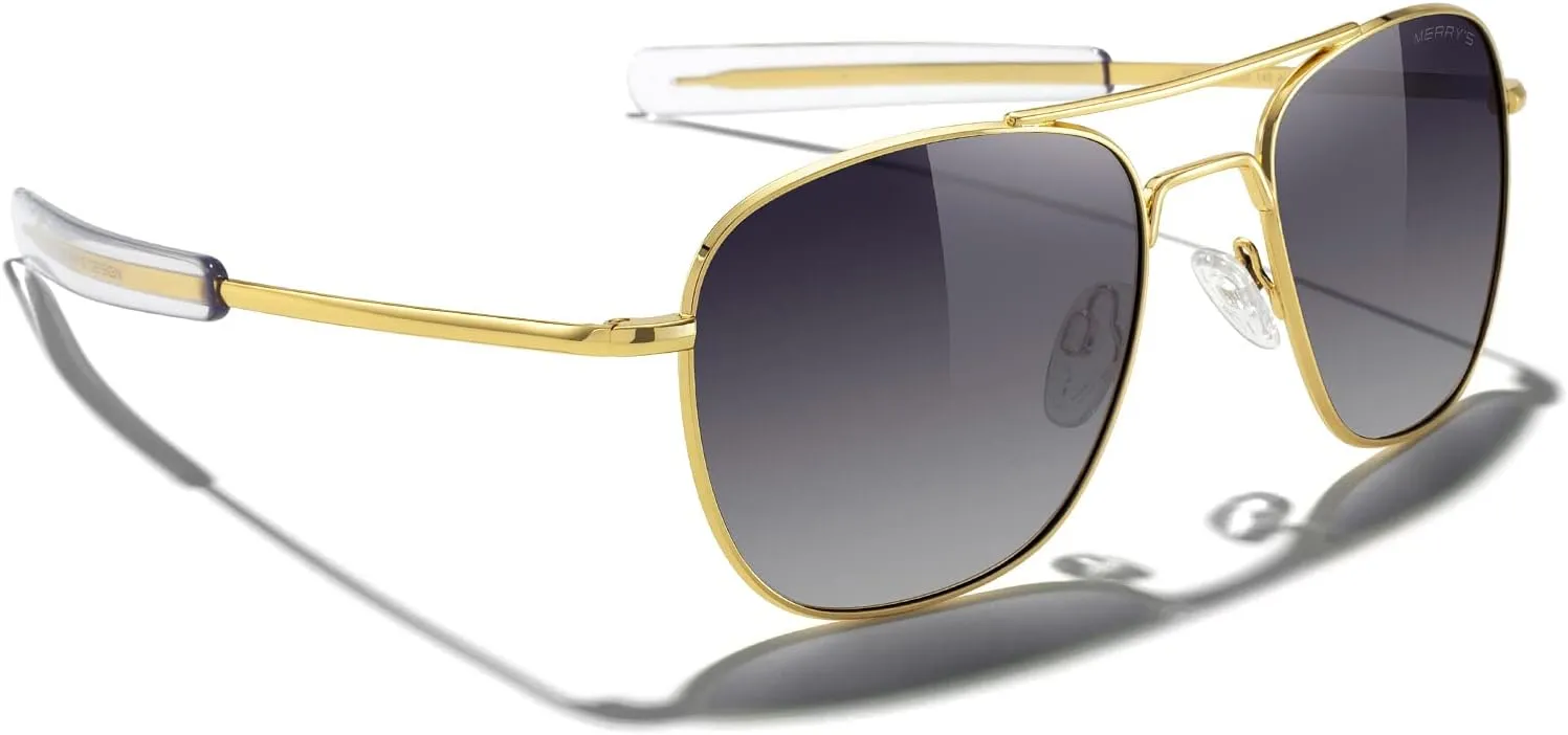 MERRY'S Classic Square Aviator Military Polarized Sunglasses for Men or Women S8636
