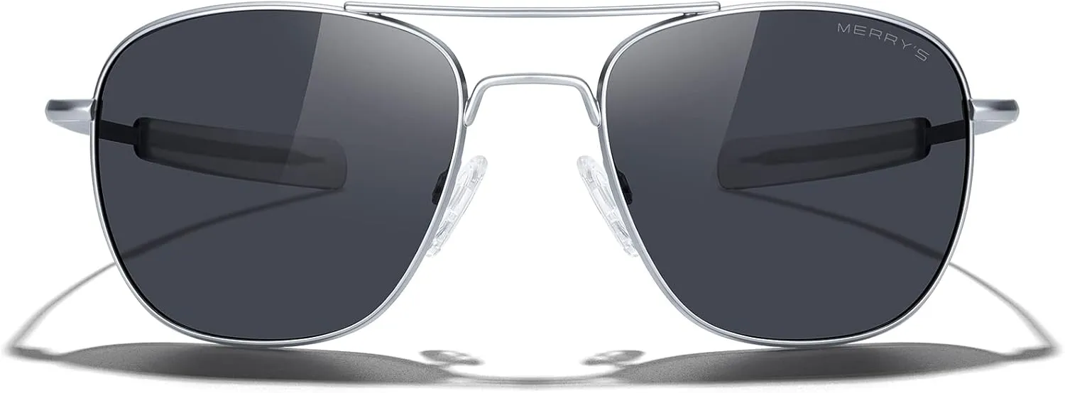 MERRY'S Classic Square Aviator Military Polarized Sunglasses for Men or Women S8636