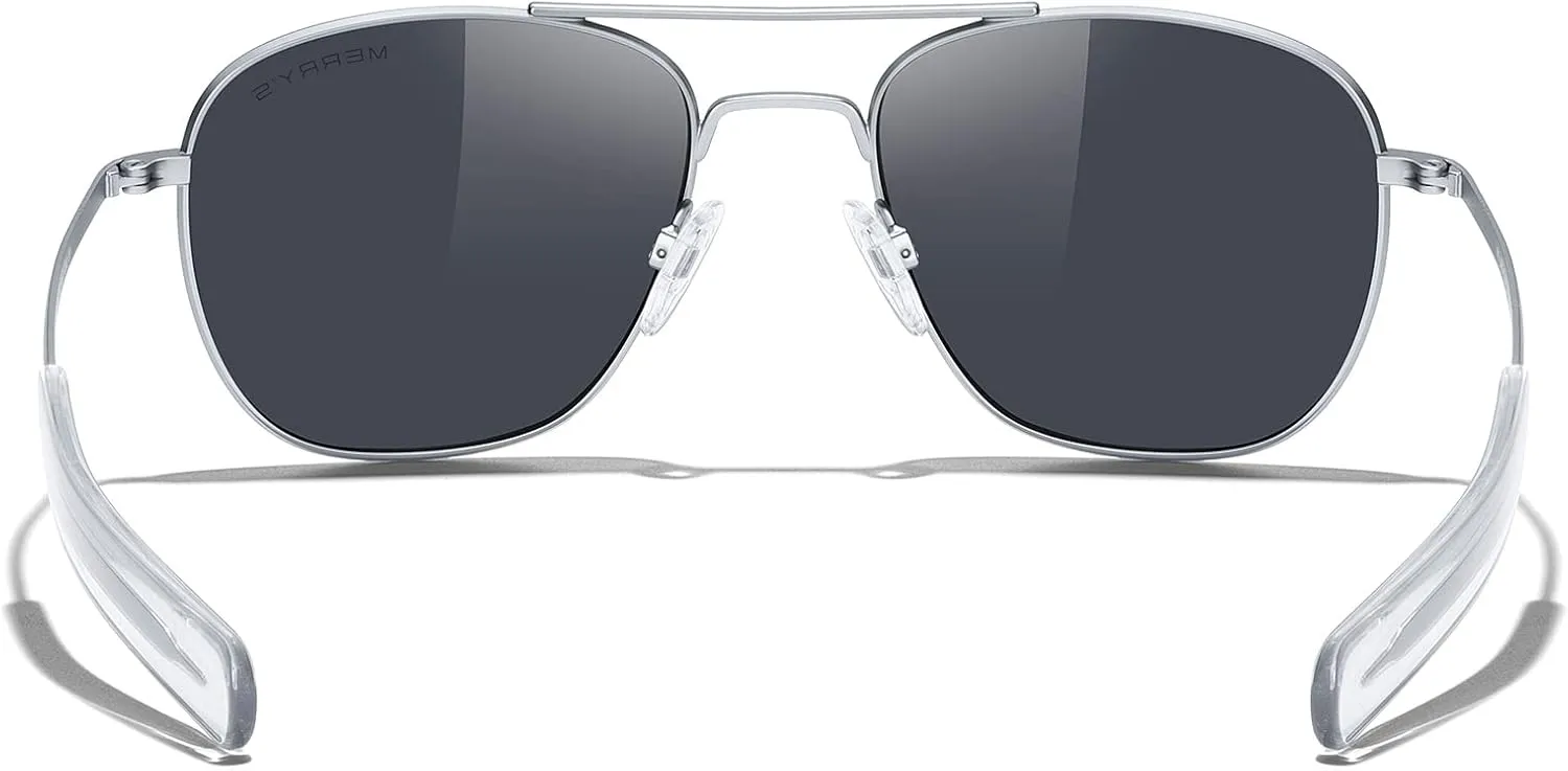 MERRY'S Classic Square Aviator Military Polarized Sunglasses for Men or Women S8636