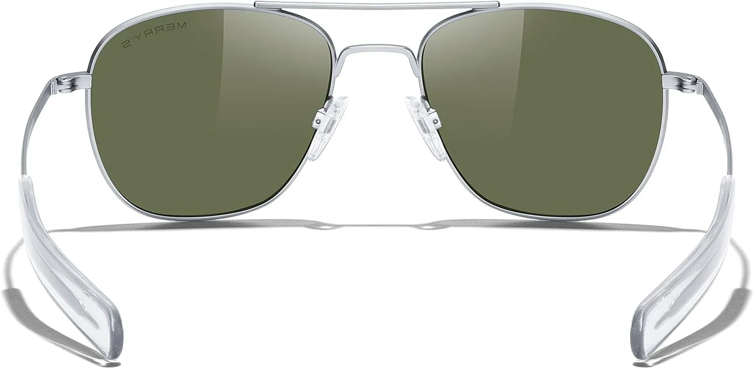 MERRY'S Classic Square Aviator Military Polarized Sunglasses for Men or Women S8636