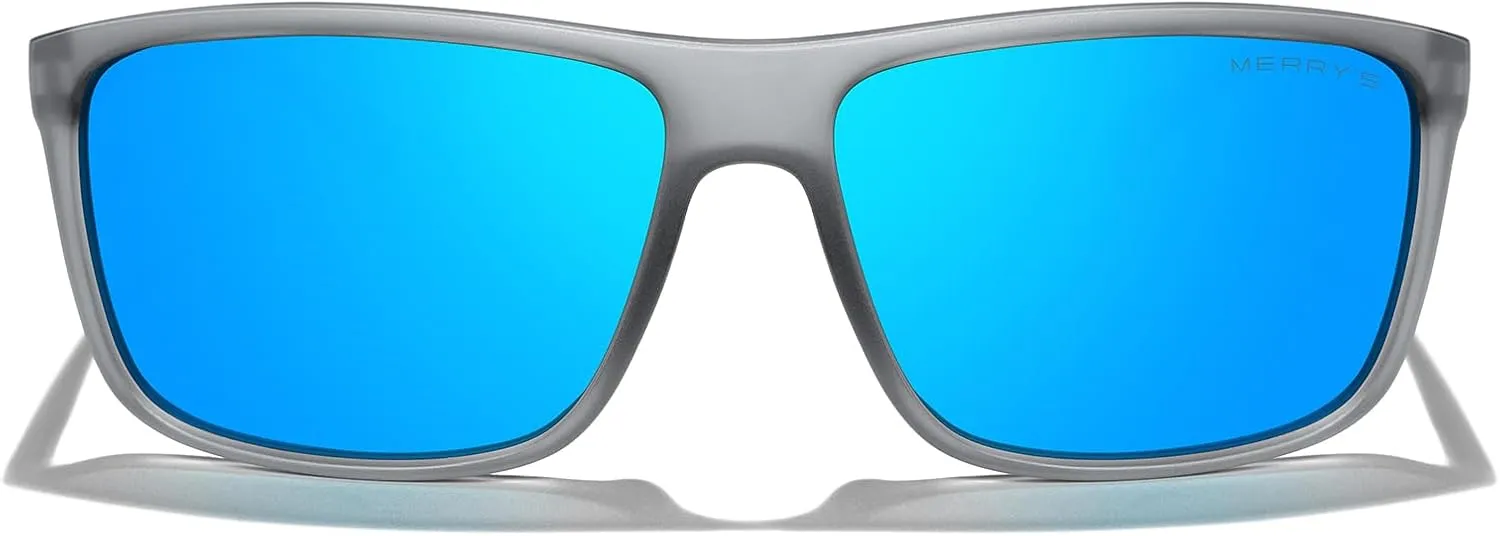 MERRY'S Rectangular Polarized Sports Sunglasses for Men Women Cycling Driving Fishing UV400 Protection S8225