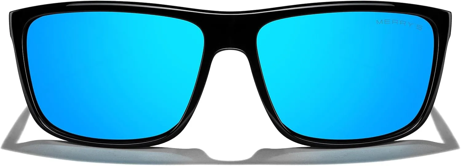 MERRY'S Rectangular Polarized Sports Sunglasses for Men Women Cycling Driving Fishing UV400 Protection S8225