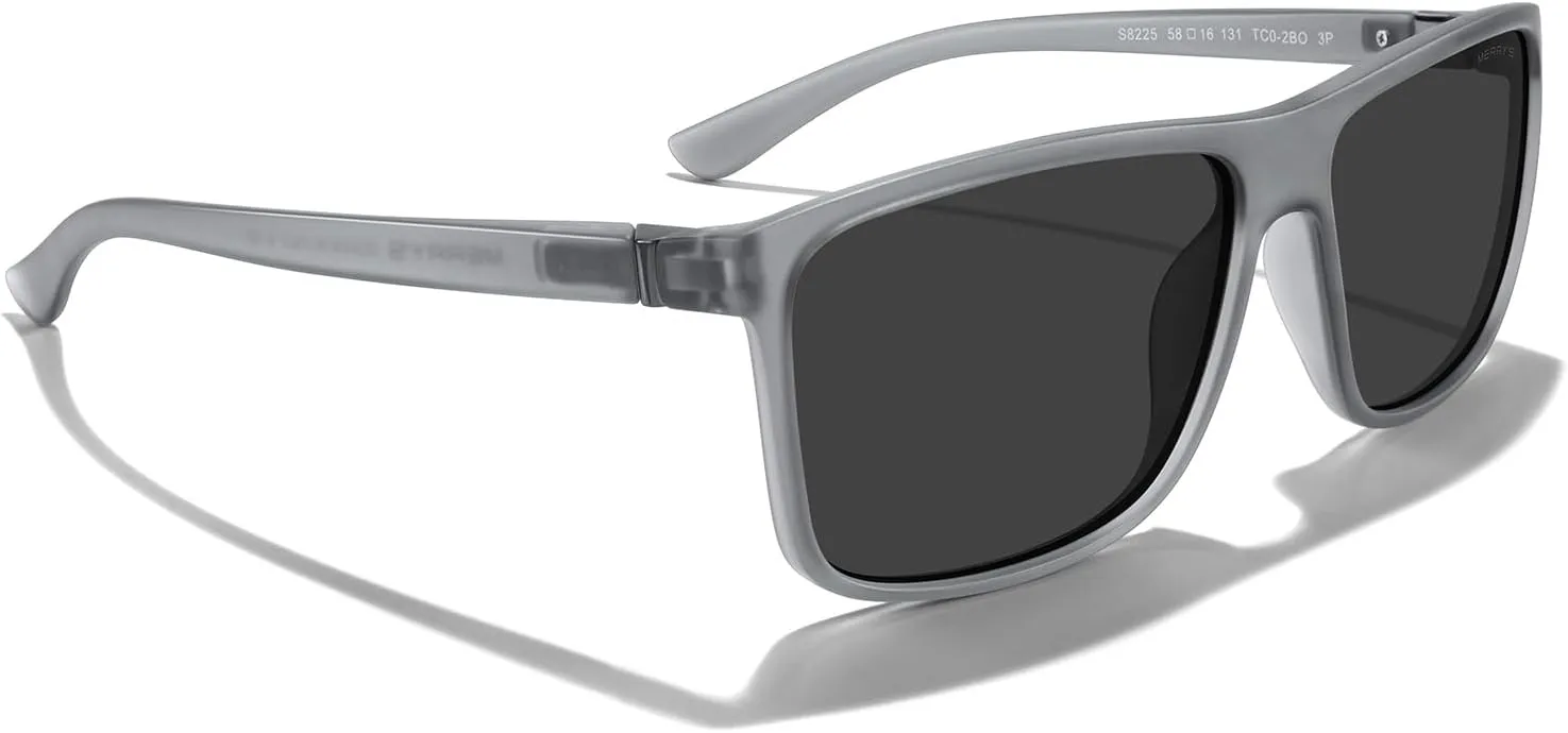 MERRY'S Rectangular Polarized Sports Sunglasses for Men Women Cycling Driving Fishing UV400 Protection S8225