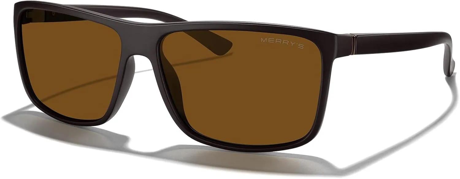 MERRY'S Rectangular Polarized Sports Sunglasses for Men Women Cycling Driving Fishing UV400 Protection S8225