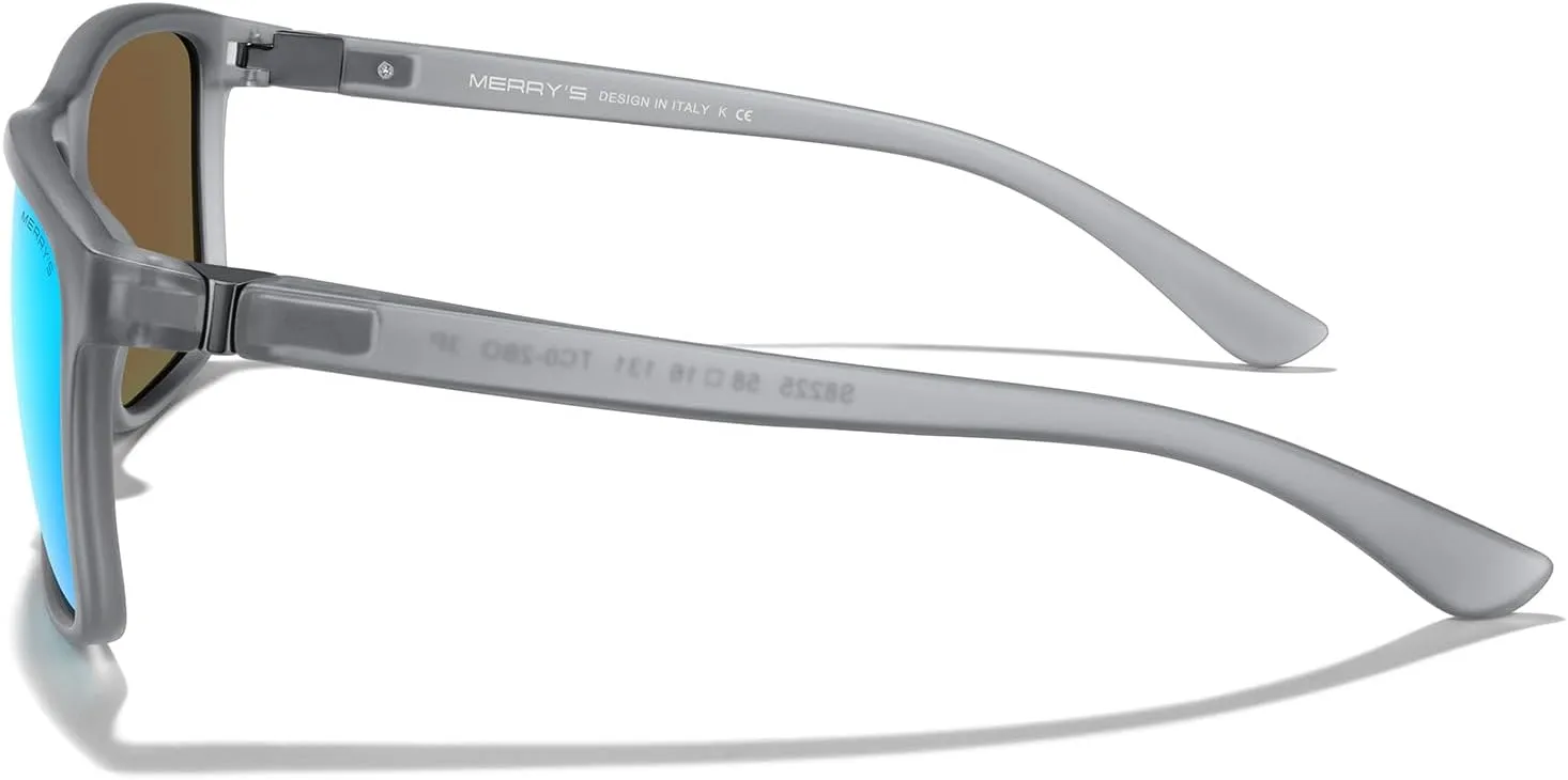 MERRY'S Rectangular Polarized Sports Sunglasses for Men Women Cycling Driving Fishing UV400 Protection S8225