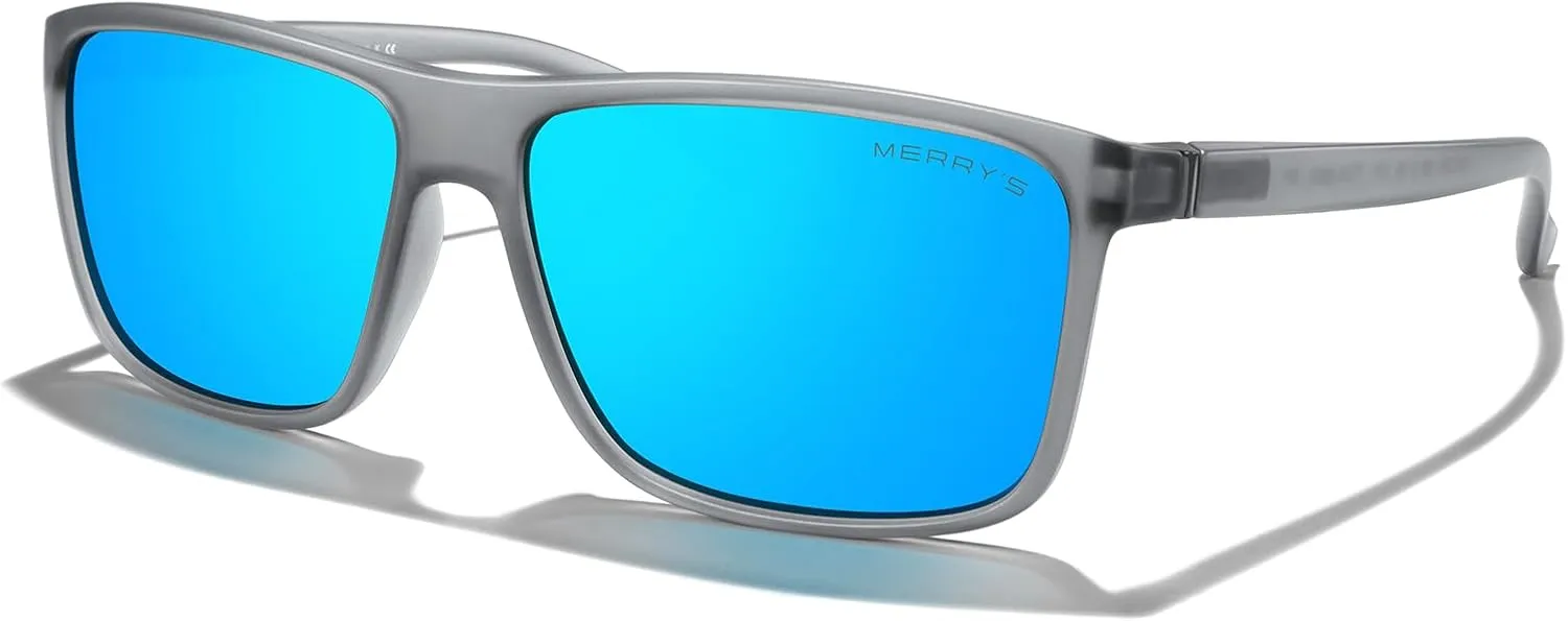 MERRY'S Rectangular Polarized Sports Sunglasses for Men Women Cycling Driving Fishing UV400 Protection S8225