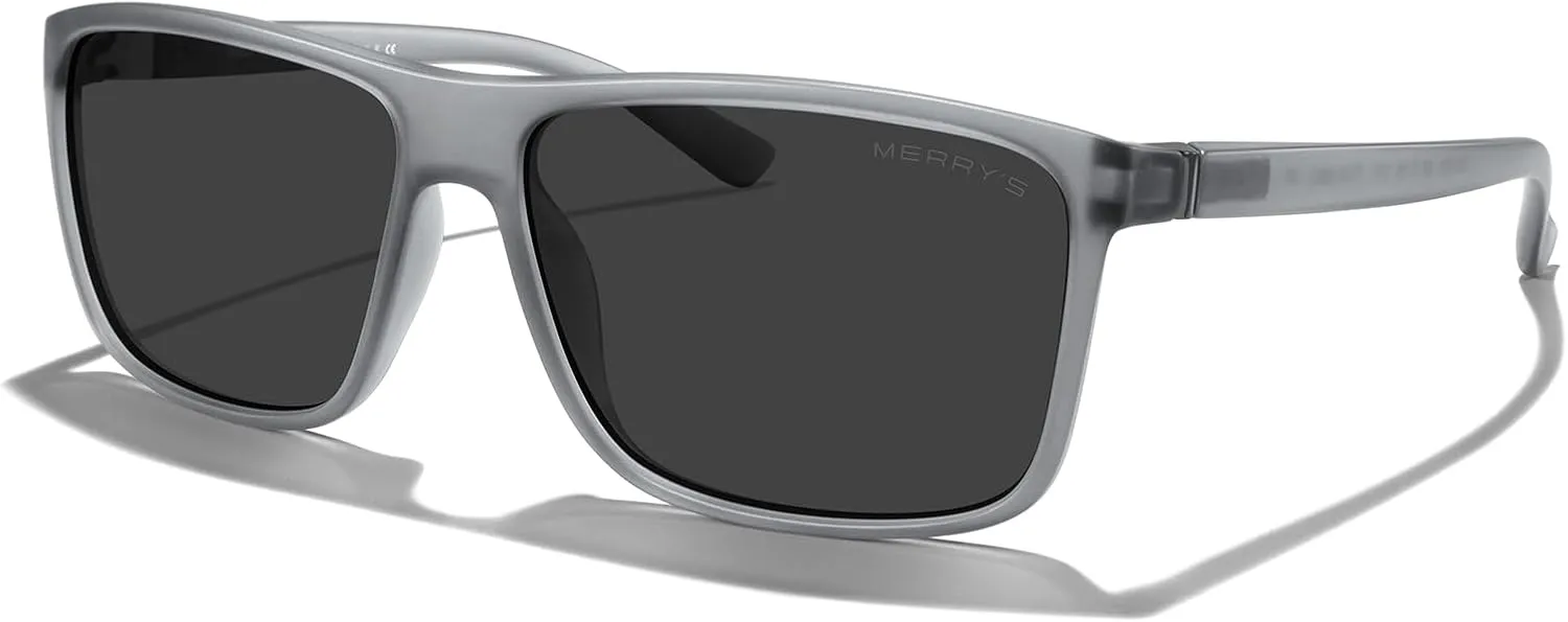MERRY'S Rectangular Polarized Sports Sunglasses for Men Women Cycling Driving Fishing UV400 Protection S8225