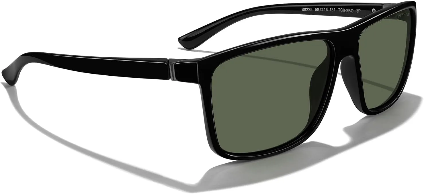 MERRY'S Rectangular Polarized Sports Sunglasses for Men Women Cycling Driving Fishing UV400 Protection S8225
