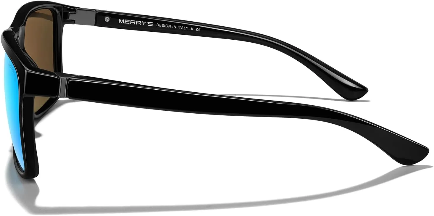 MERRY'S Rectangular Polarized Sports Sunglasses for Men Women Cycling Driving Fishing UV400 Protection S8225
