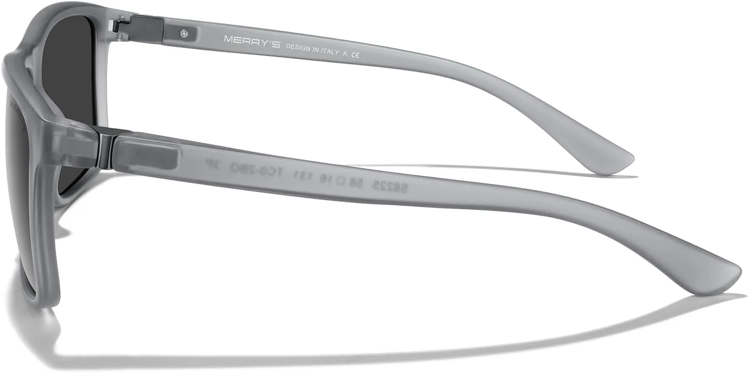 MERRY'S Rectangular Polarized Sports Sunglasses for Men Women Cycling Driving Fishing UV400 Protection S8225