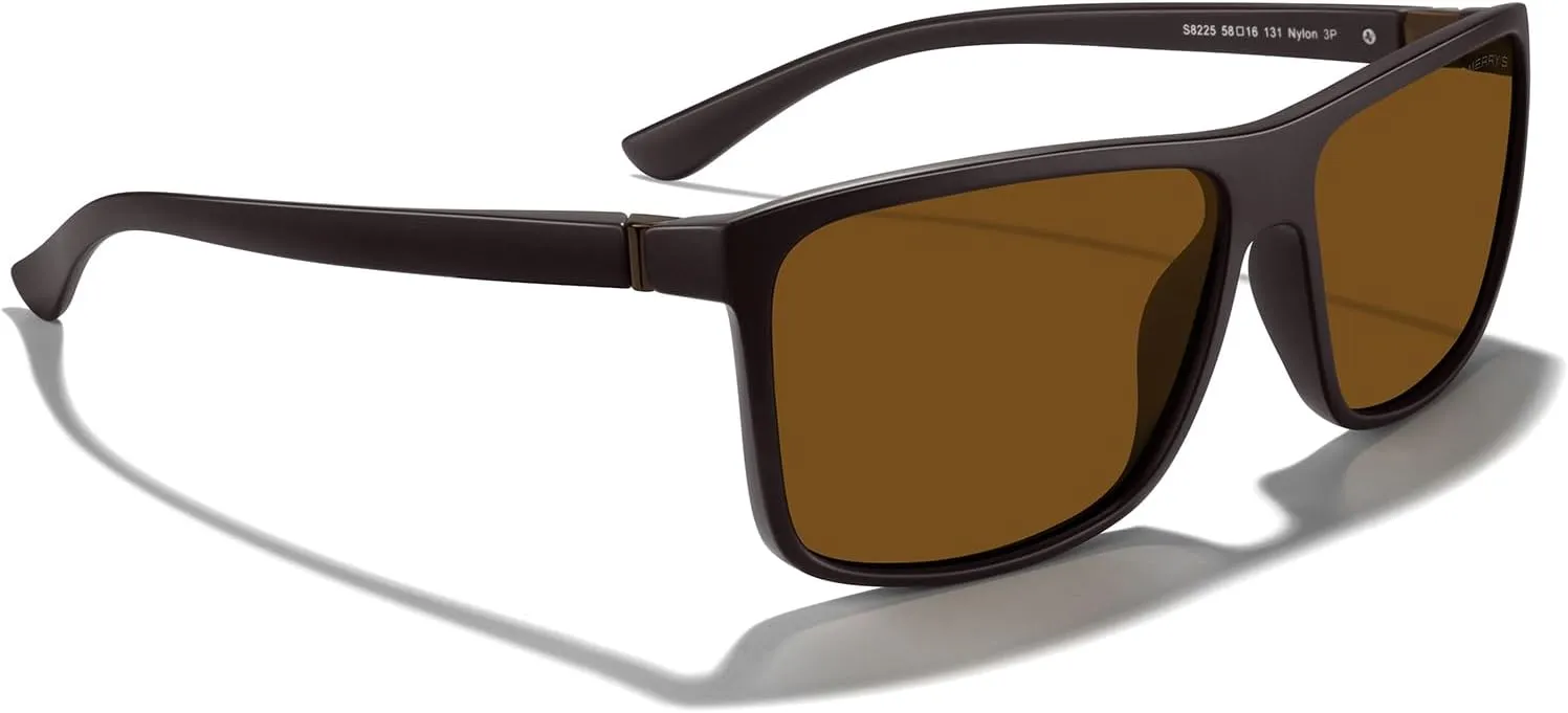 MERRY'S Rectangular Polarized Sports Sunglasses for Men Women Cycling Driving Fishing UV400 Protection S8225