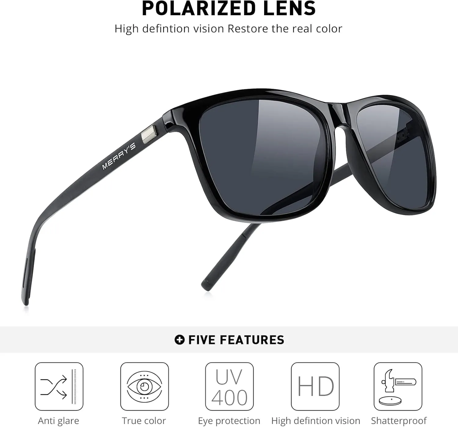 MERRY'S Unisex Polarized Aluminum Sunglasses Vintage Sun Glasses For Men/Women S8286