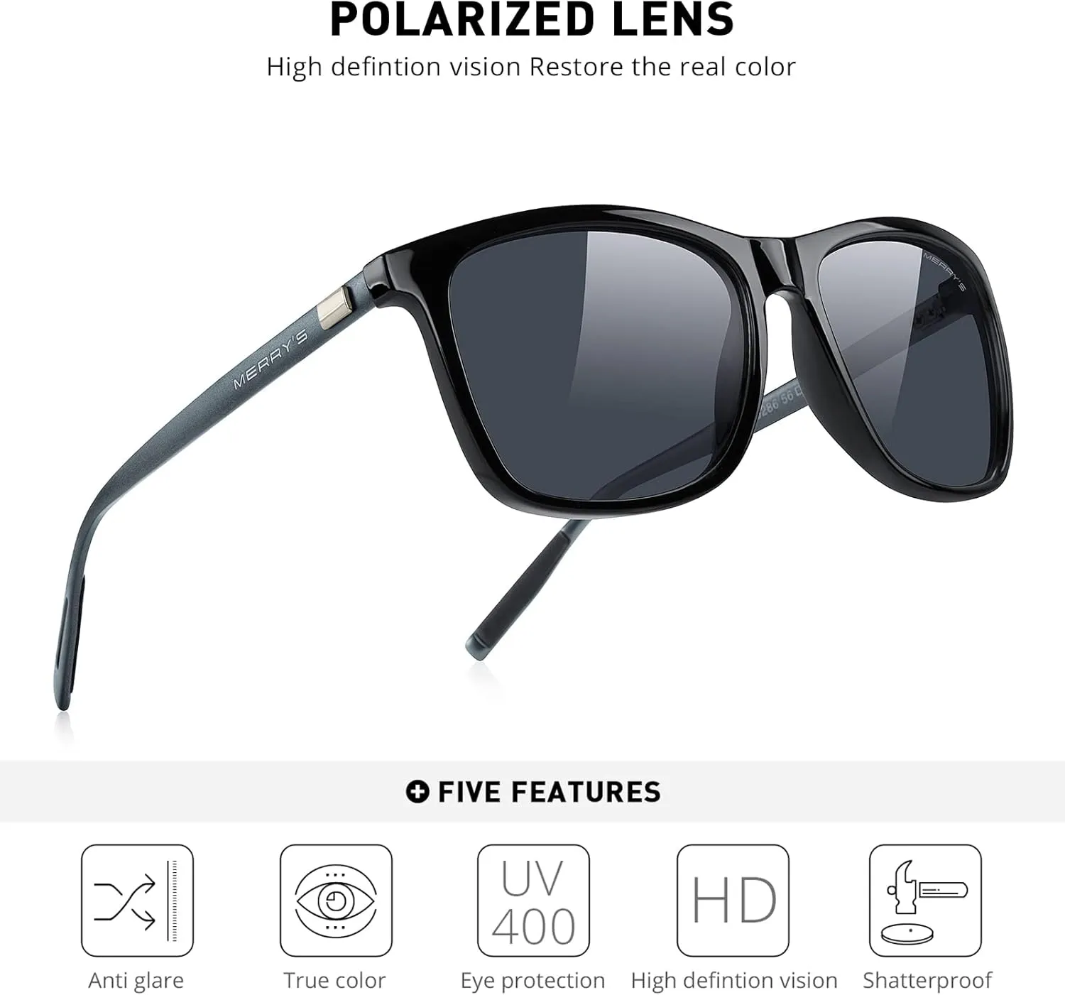 MERRY'S Unisex Polarized Aluminum Sunglasses Vintage Sun Glasses For Men/Women S8286