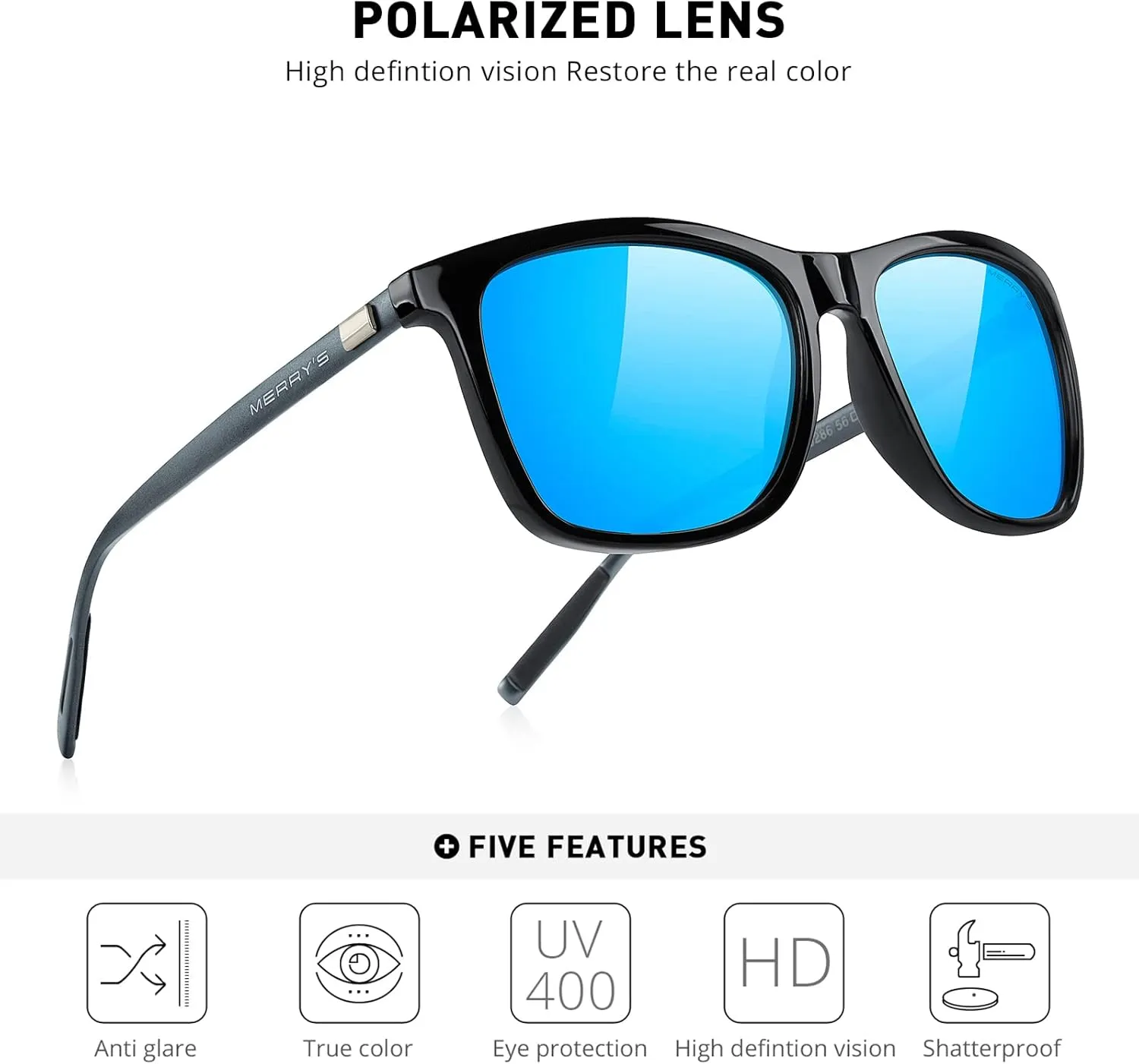 MERRY'S Unisex Polarized Aluminum Sunglasses Vintage Sun Glasses For Men/Women S8286
