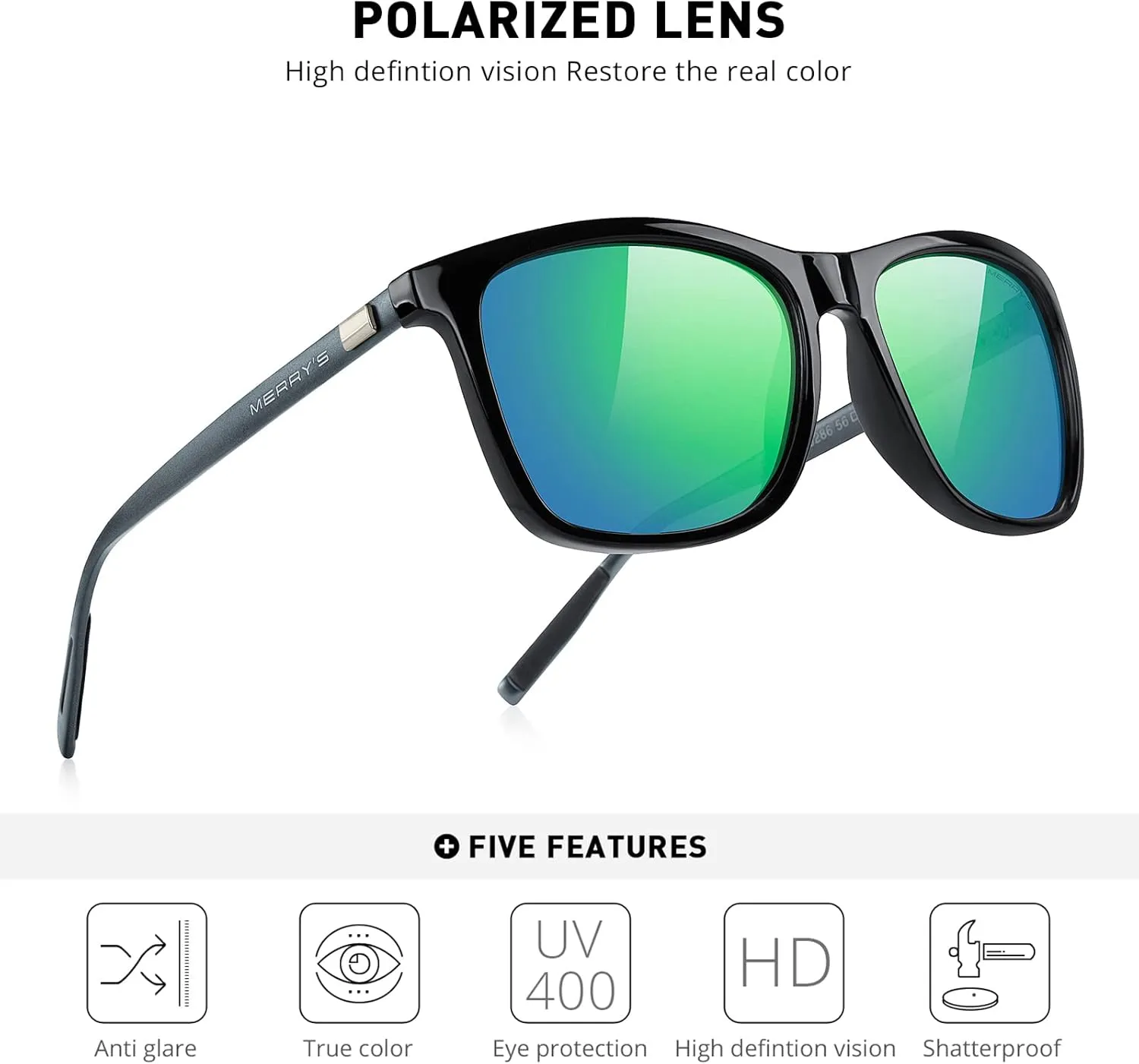 MERRY'S Unisex Polarized Aluminum Sunglasses Vintage Sun Glasses For Men/Women S8286