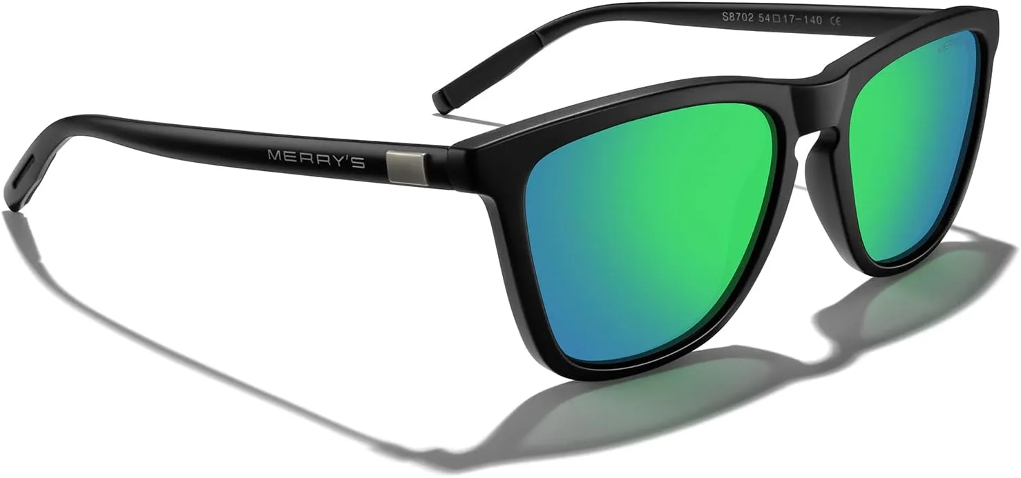 MERRY'S Unisex Polarized Sunglasses for Women Men Classic Retro Designer Style Aluminum Legs