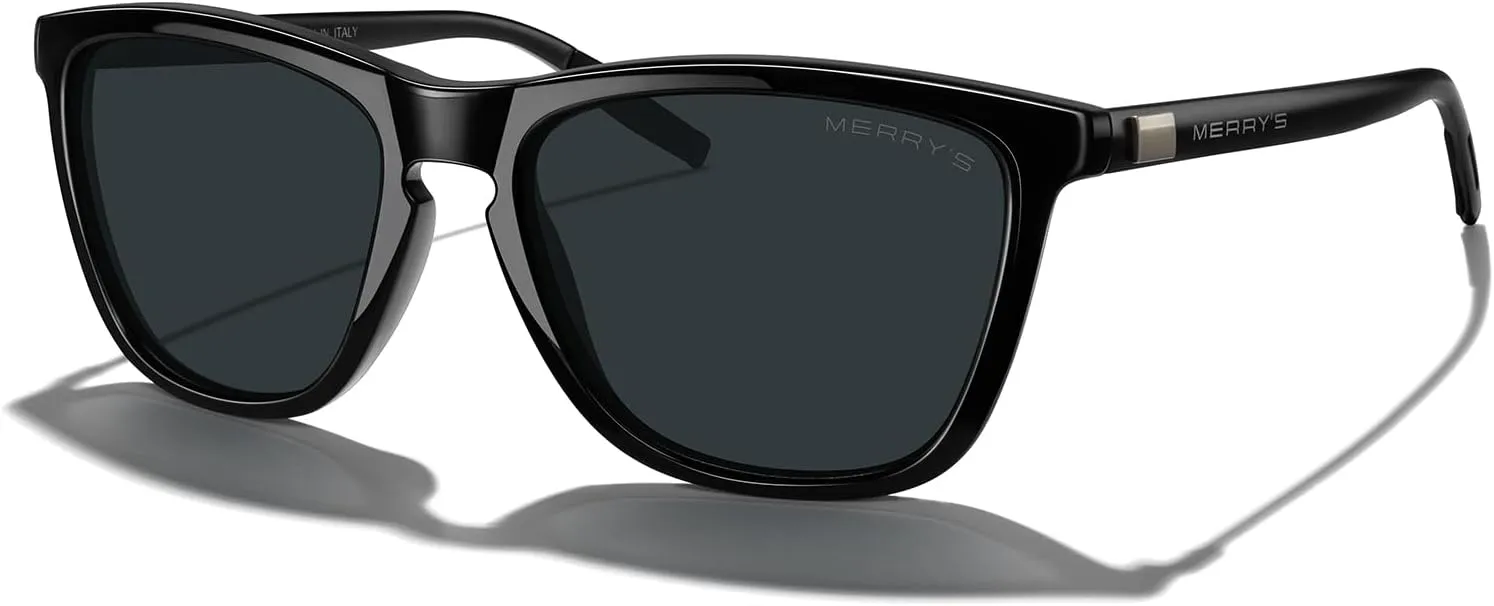 MERRY'S Unisex Polarized Sunglasses for Women Men Classic Retro Designer Style Aluminum Legs
